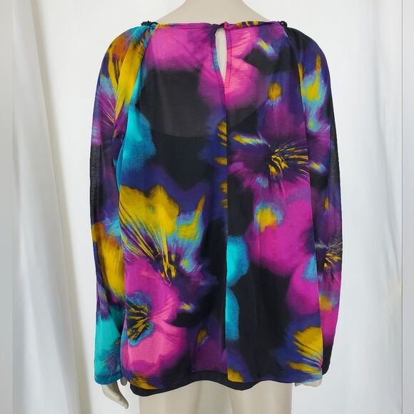 W Worthington 2-piece Plus Size Multi-Color Sheer Blouse - Picture 3 of 11